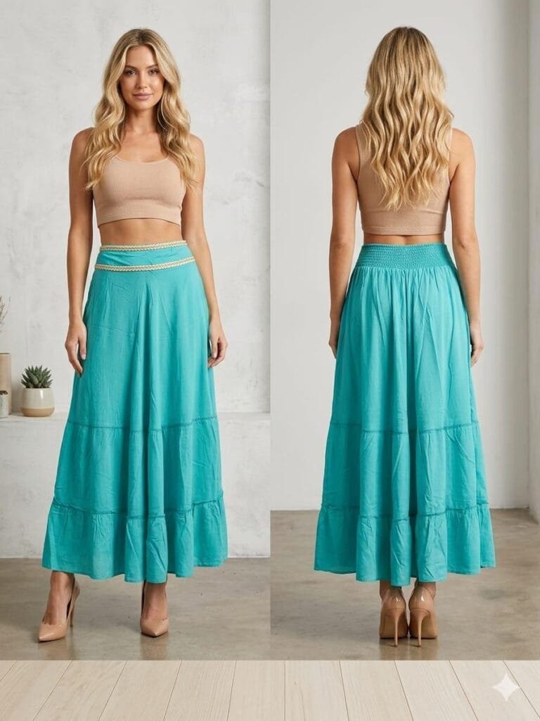 Ocean Mist Tiered Maxi Skirt