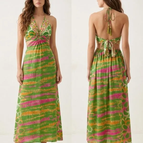 Tropical Mirage Cut-Out Maxi Dress