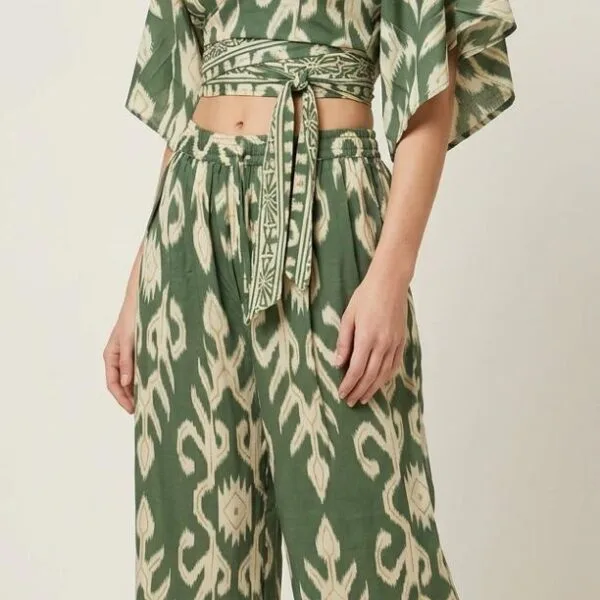 Jungle Ikat Kimono Two-Piece Set
