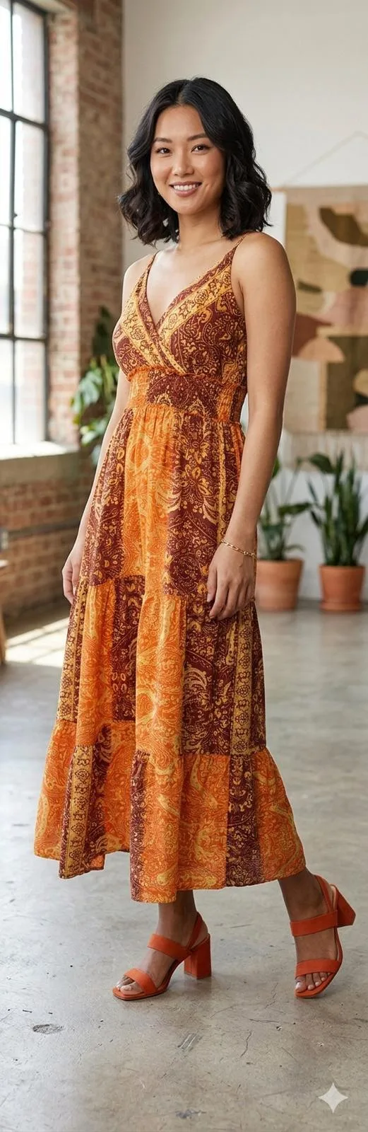 Spice Route Wrap Midi Dress