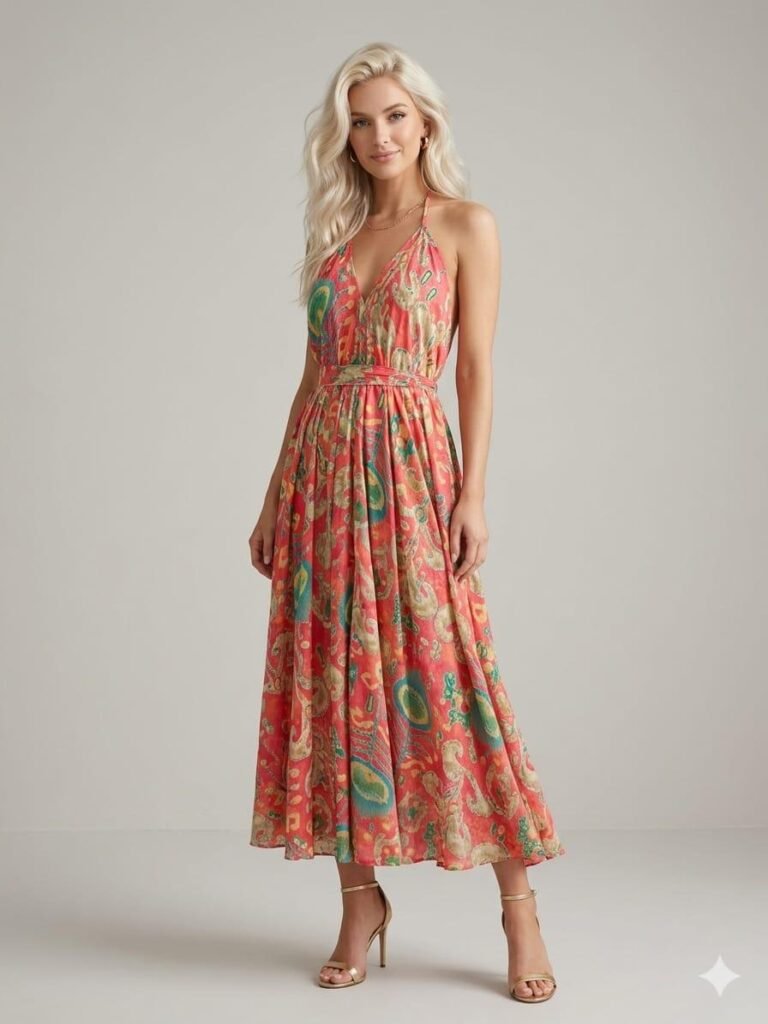 Coral Paisley Paradise Maxi Dress