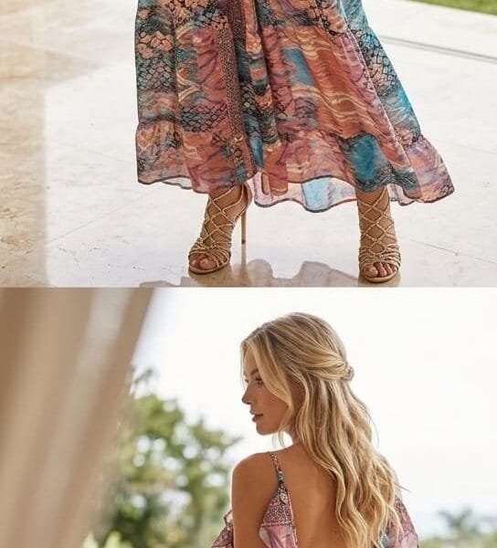 Pearl Blossom Tassel Tie Maxi Dress