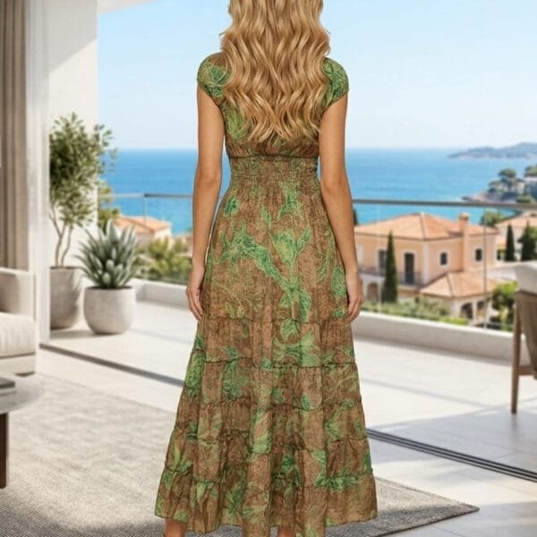 Terra Vine Ruffle Sleeve Maxi Dress