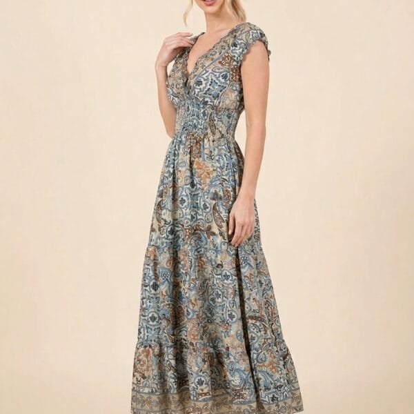 Silver Moon Ruffle Sleeve Maxi Dress