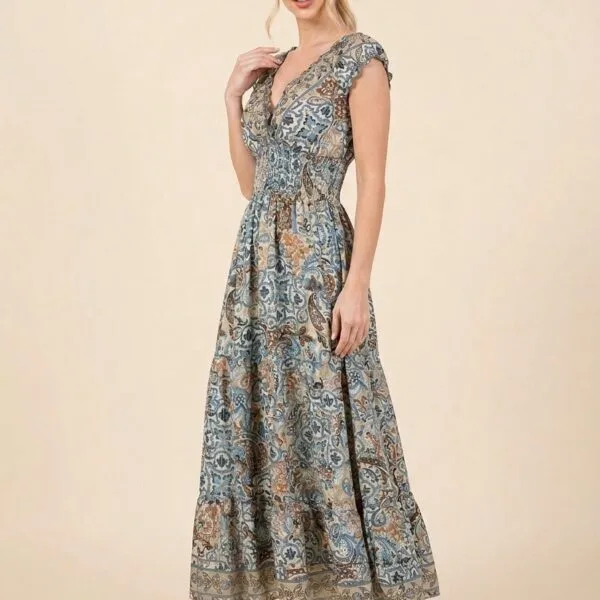 Silver Moon Ruffle Sleeve Maxi Dress