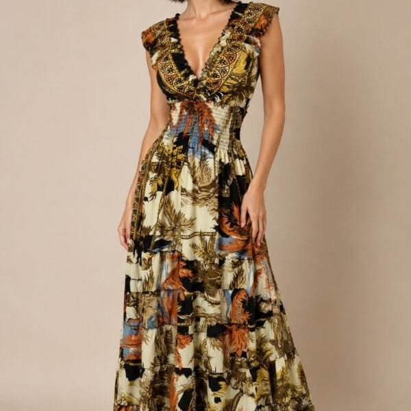 Dawn Petal Ruffle Sleeve Maxi Dress