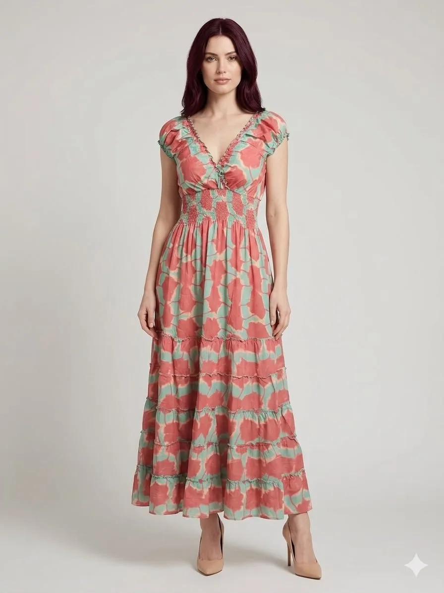 Moss Creek Ruffle Sleeve Maxi Dress
