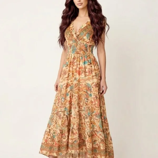 Berry Bliss Ruffle Sleeve Maxi Dress