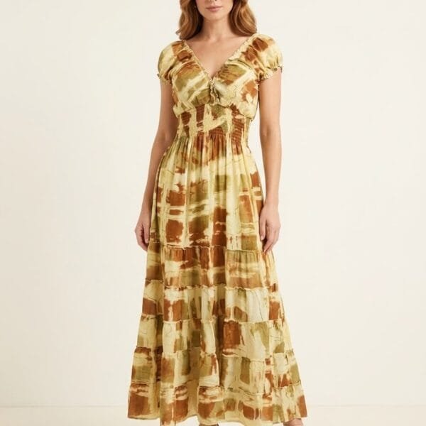 Wine Country Ruffle Sleeve Maxi Dress