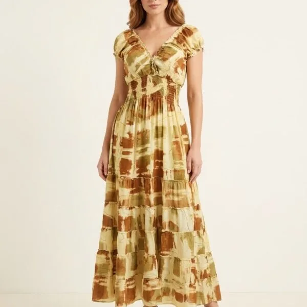 Wine Country Ruffle Sleeve Maxi Dress