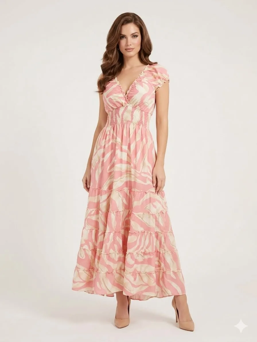 Honey Dew Ruffle Sleeve Maxi Dress