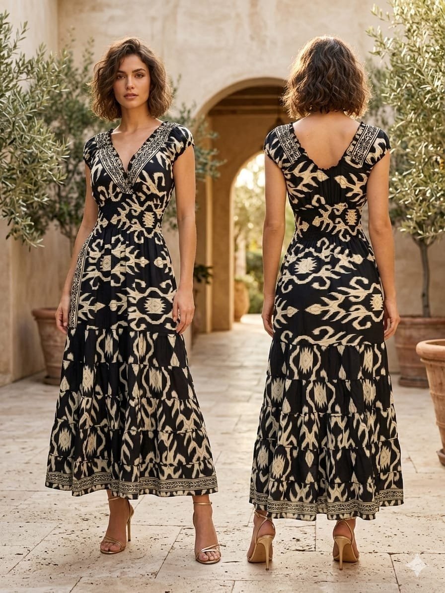 Teal Lagoon Ruffle Sleeve Maxi Dress