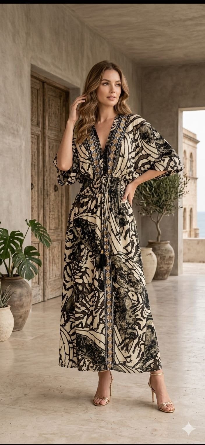 Luna Glow Kimono Maxi Dress