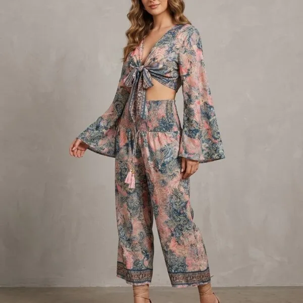 Meadow Song Wrap Top & Wide Leg Pants Set