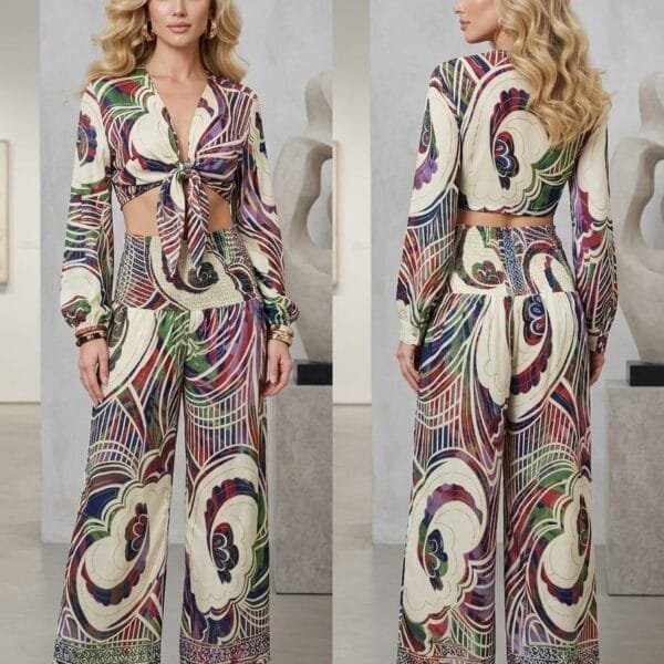 Riviera Sun Wrap Top & Wide Leg Pants Set