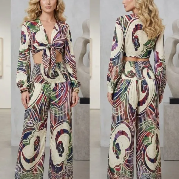 Riviera Sun Wrap Top & Wide Leg Pants Set