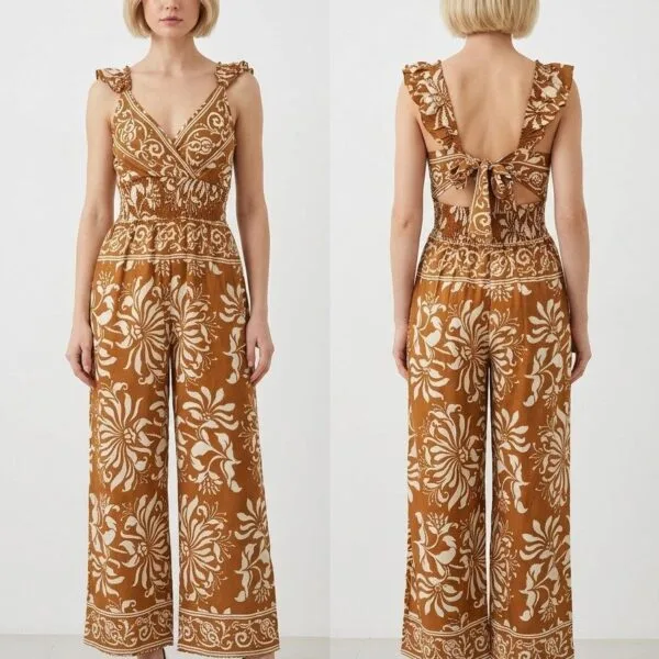 Malta Honey Ruffle Strap Jumpsuit
