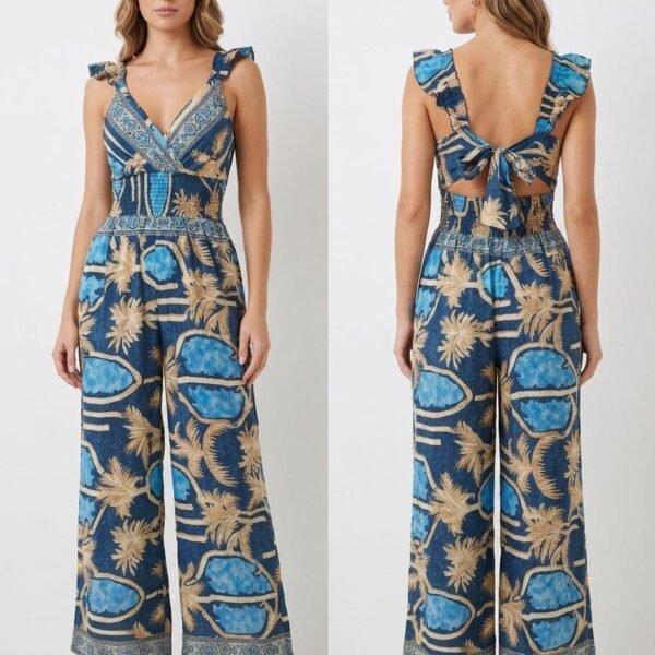 Zanzibar Night Ruffle Strap Jumpsuit