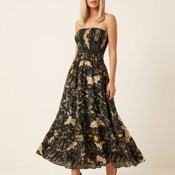 Bali Temple Strapless Tiered Maxi Dress