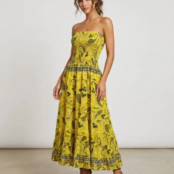 Borneo Emerald Strapless Tiered Maxi Dress