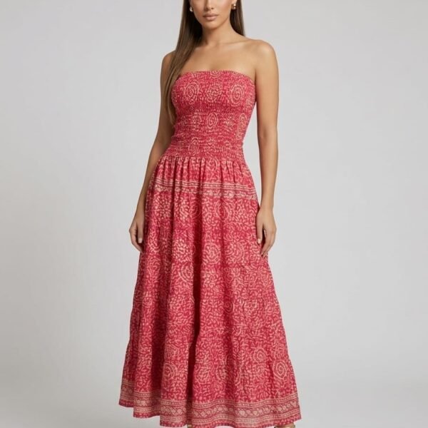 Phuket Pearl Strapless Tiered Maxi Dress