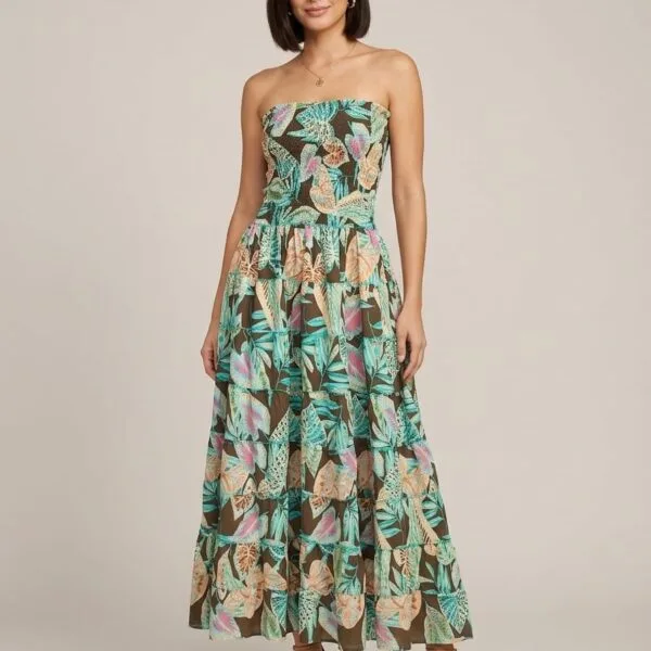Fiji Paradise Strapless Tiered Maxi Dress