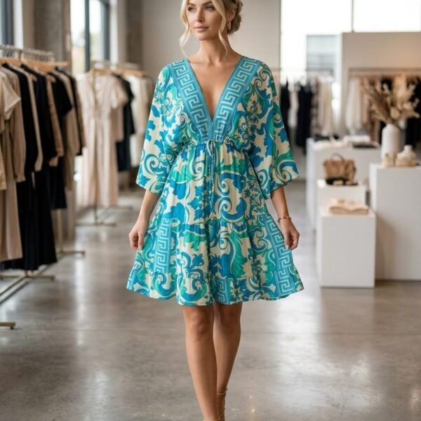 Aruba Gold Kimono Mini Dress