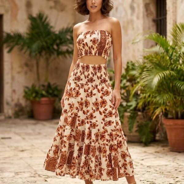 Safari Dusk Tube Top & Maxi Skirt Set