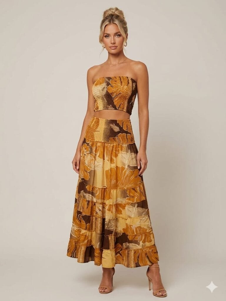 Angkor Dawn Tube Top & Maxi Skirt Set