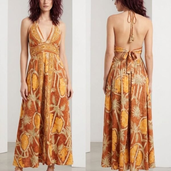 Casablanca Halter Embroidered Maxi Dress
