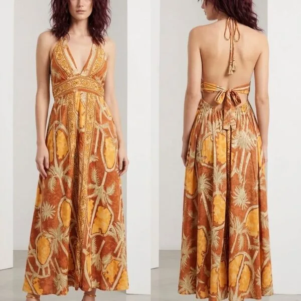 Casablanca Halter Embroidered Maxi Dress