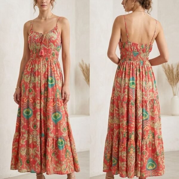 Monsoon Rain Smocked Cami Maxi Dress