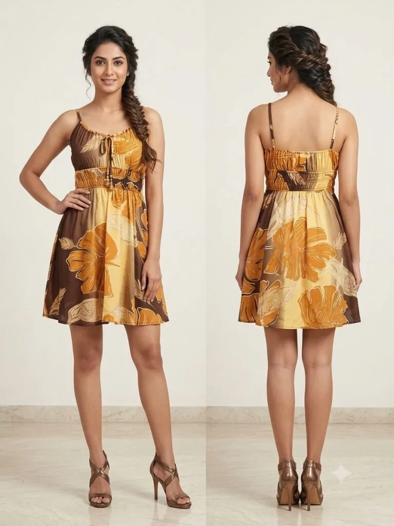 Hibiscus Flame Smocked Cami Mini Dress