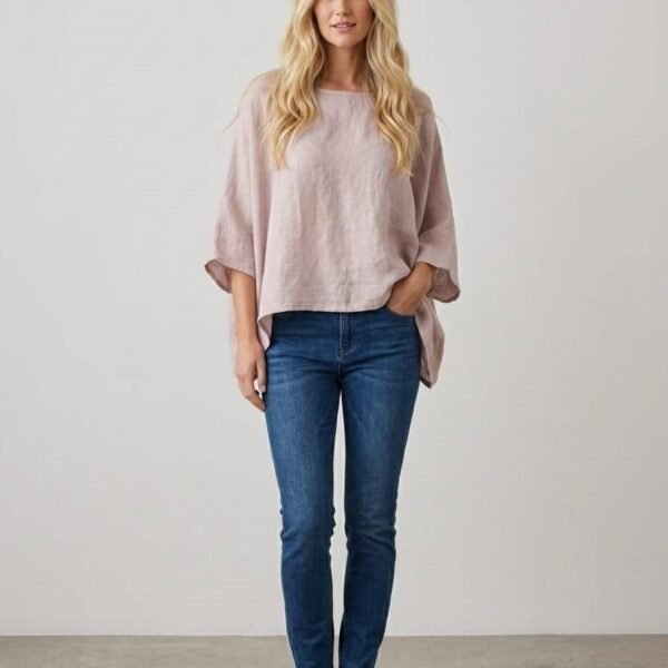 Blush Linen Rolled Sleeve Tunic