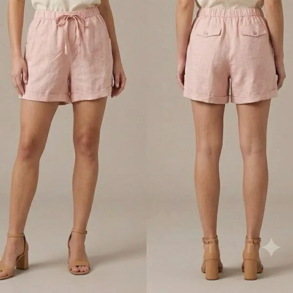 Blush Linen Drawstring Shorts