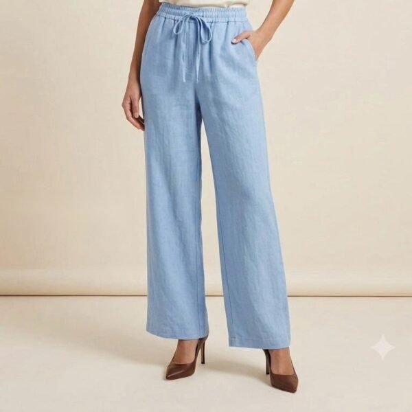 Serene Sky Linen Wide-Leg Trousers