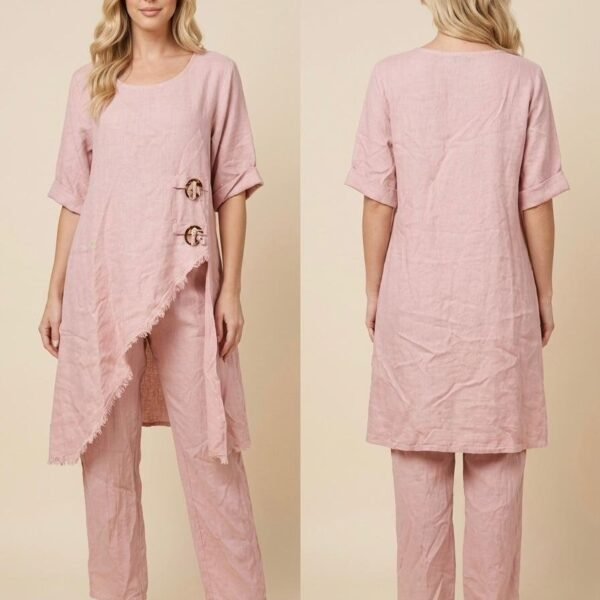 Dusty Rose Linen Tunic Ensemble