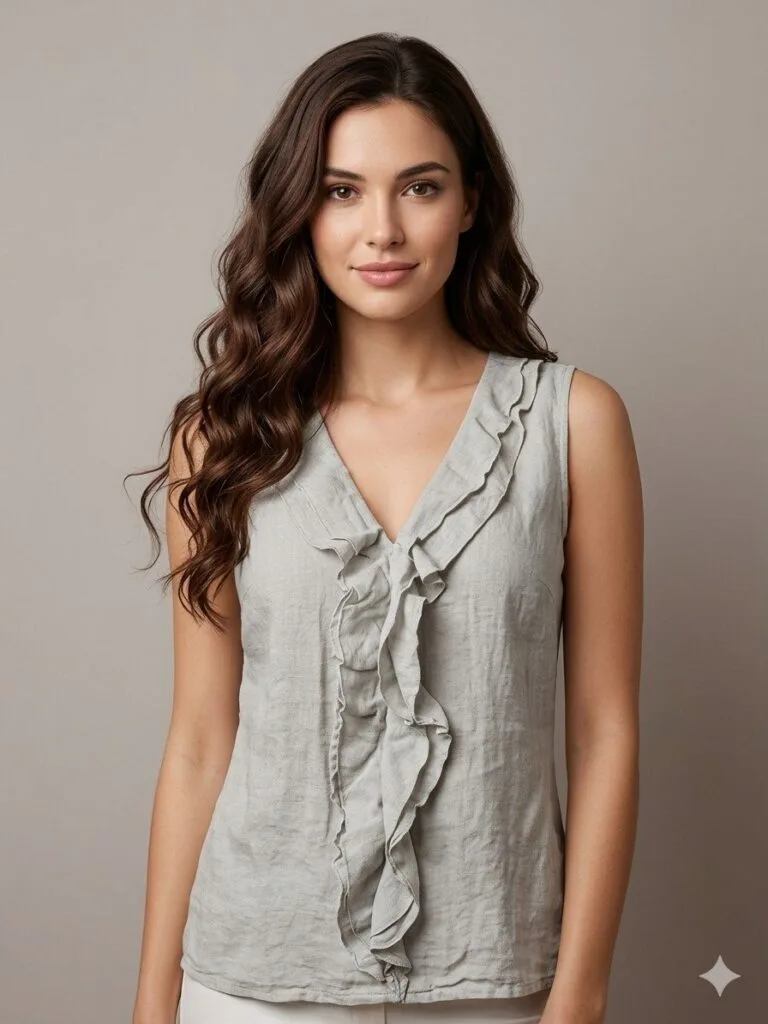 Amalfi Ruffle Front Linen Tank