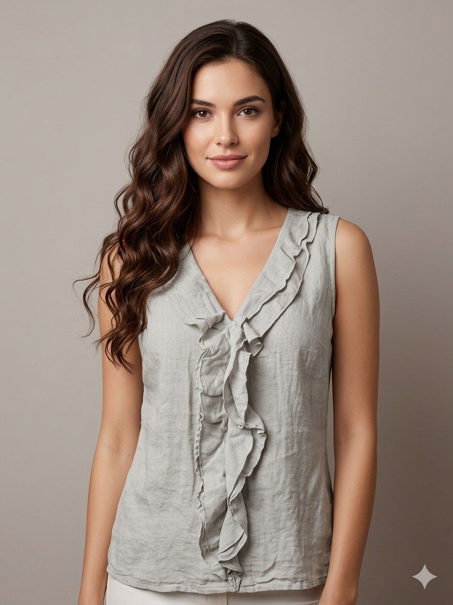 Amalfi Ruffle Front Linen Tank