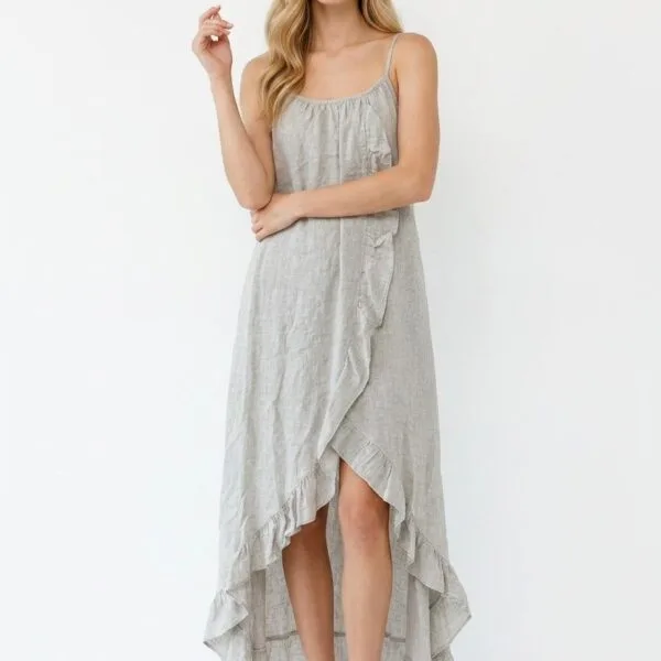 Sage Linen Wrap Maxi Dress