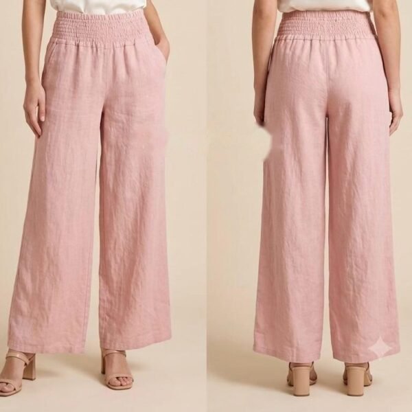 Dusty Rose Linen Wide-Leg Trousers
