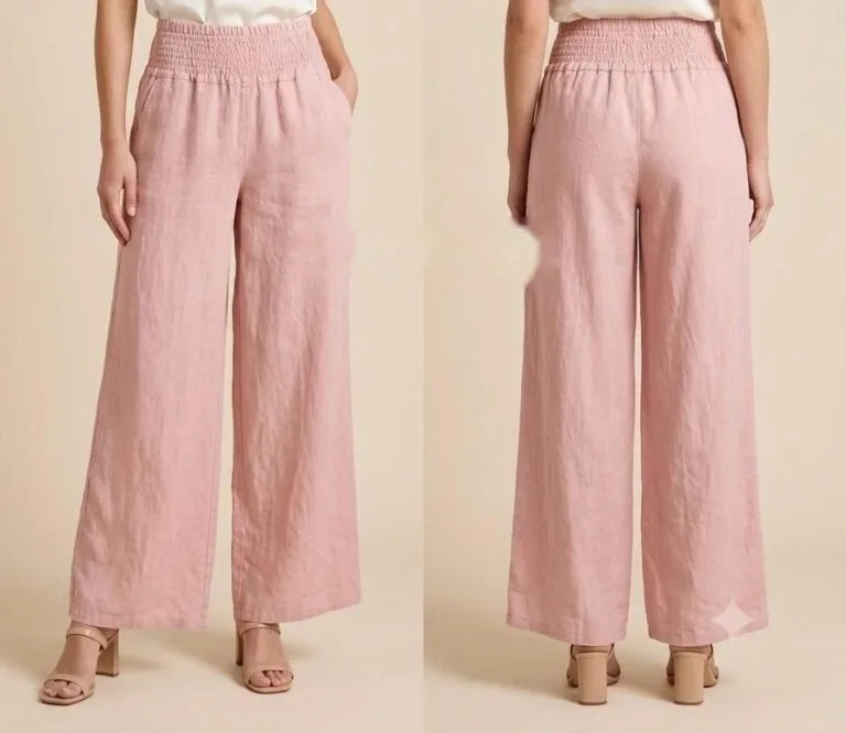 Dusty Rose Linen Wide-Leg Trousers