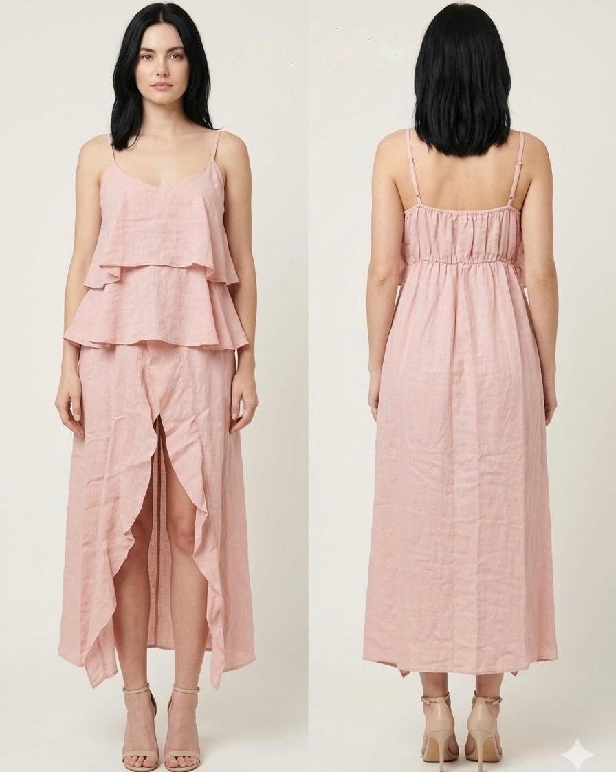 Blush Linen Layered Cami Dress