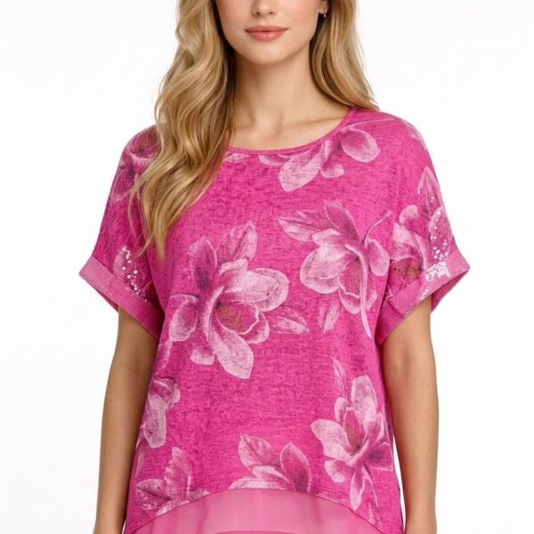 Fuchsia Blossom Linen Tunic