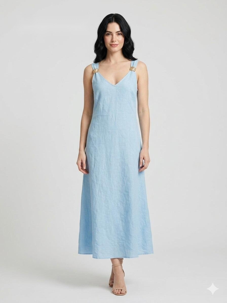 Chambray Dreams Linen Maxi Dress