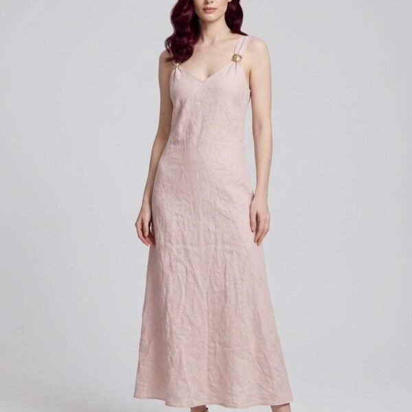 Blush Linen Wrap Maxi Dress