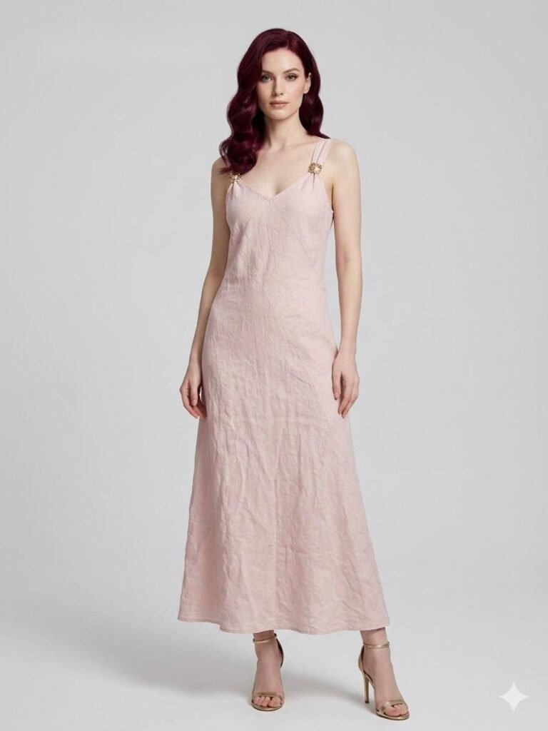 Blush Linen Wrap Maxi Dress