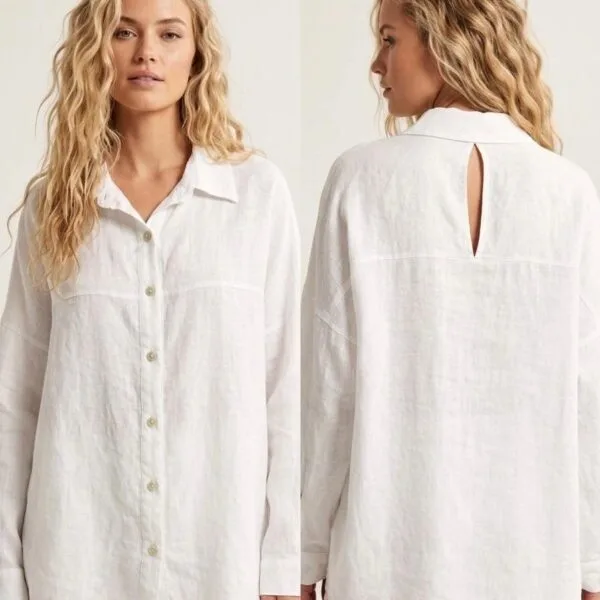 Amalfi Coast Linen Button-Up Shirt Dress