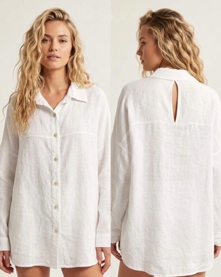 Amalfi Coast Linen Button-Up Shirt Dress