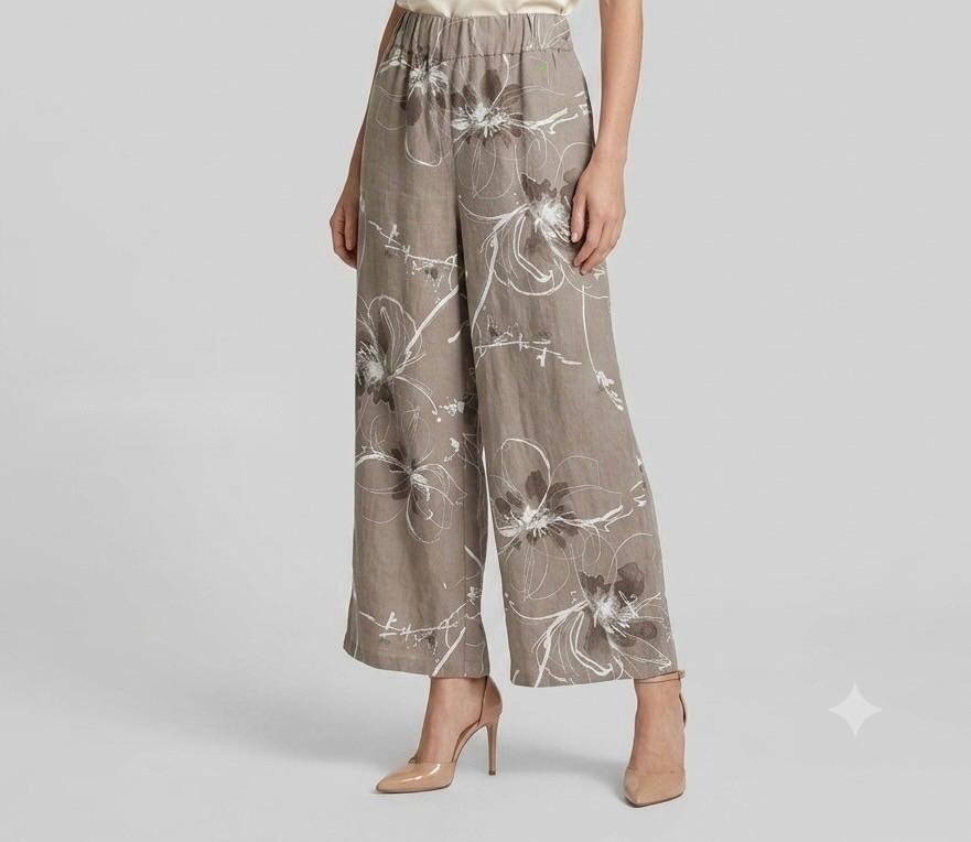 Taupe Blossom Linen Culottes